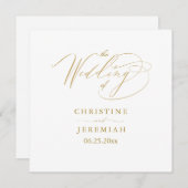 Elegant Wit Goud Script Typografie Bruiloft Programmakaart (Voorkant / Achterkant)
