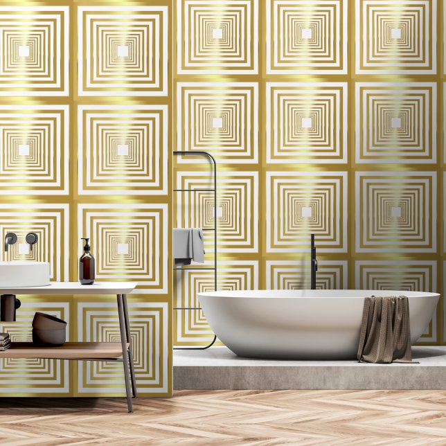 Elegant wit goud vierkant 3d effect home decor behang (Creator heeft geüpload)