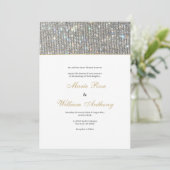 Elegant wit goud zilver glitter glam Bruiloft Kaart (Staand voorkant)