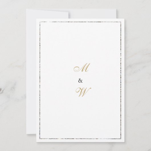 Elegant wit goud zilver glitter glam Bruiloft Kaart (Achterkant)