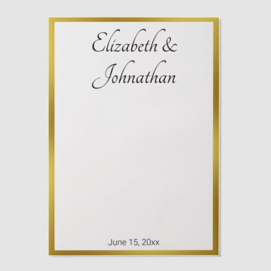 Elegant wit goud zwart script namen bruid bruidego vellum uitnodigingen (Voorkant)