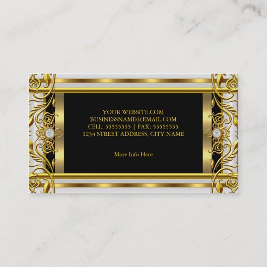 Elegant Wit goud zwart Visitekaartje (Achterkant)