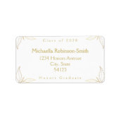Elegant wit gouden Afstuderen adres Etiket (Voorkant)