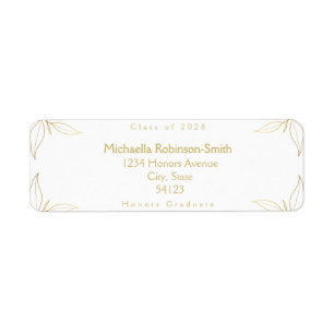 Elegant wit gouden Afstuderen retouradres Etiket