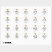 Elegant wit gouden Afstuderen retouradres Ronde Sticker (Vel)