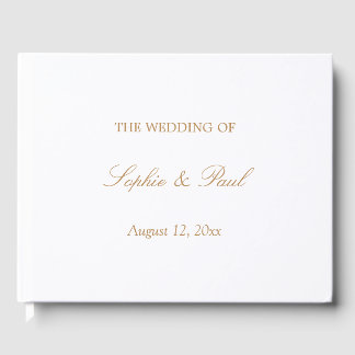 Elegant wit gouden beige bruiloft gastenboek