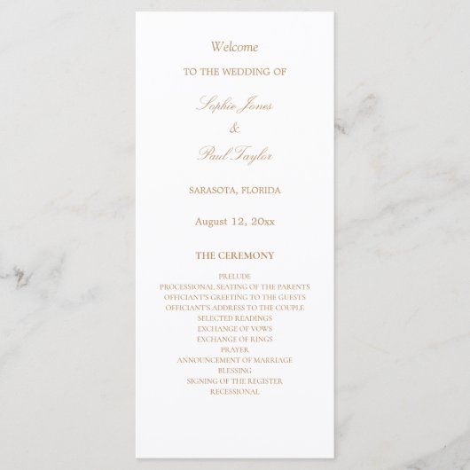 Elegant wit gouden beige bruiloft programma (Voorkant)