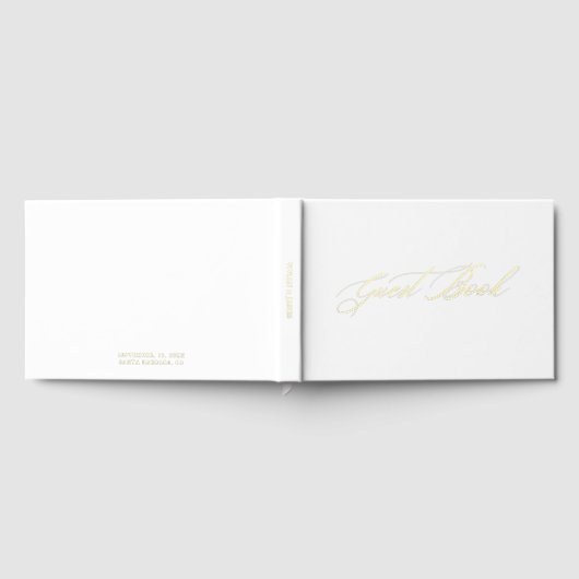 Elegant wit & gouden folie bruiloft gastenboek (Volledig)