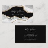 elegant wit goudgas op zwart visitekaartje (Voorkant / Achterkant)