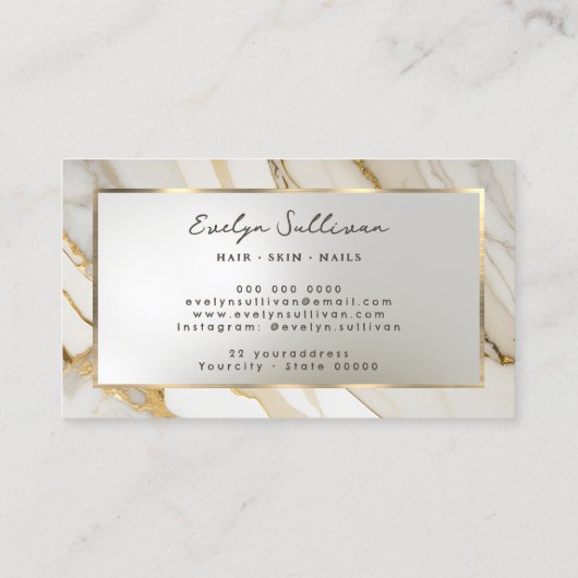 elegant wit goudmarmer visitekaartje (Achterkant)