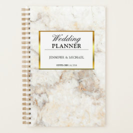Elegant wit goudmarmer Weddenschap Planner
