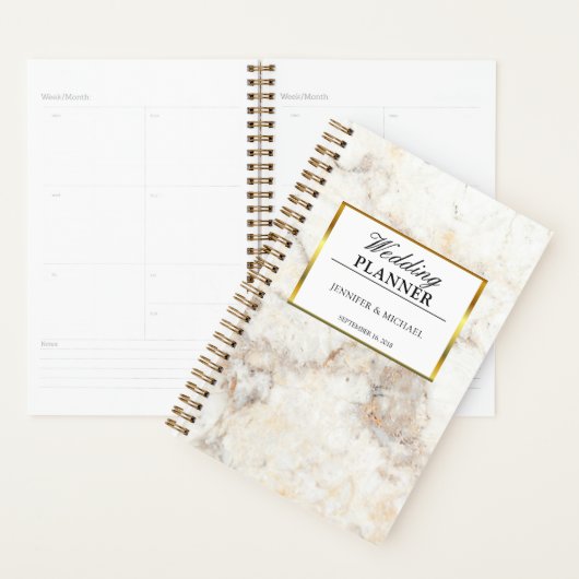 Elegant wit goudmarmer Weddenschap Planner (Display)