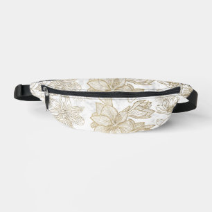 Elegant wit grijs goud marmer floral Fanny Packs Heuptasje