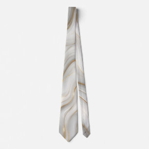 Elegant Wit Grijs & Goud Marmer Wervelend Luxe Stropdas