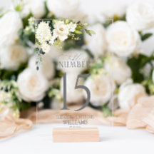 Elegant Wit Grijs Groen Bloemen Tafelnummer
