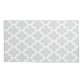 Elegant wit & grijs Ikat Quatrefoil patroon Kussensloop (Achterkant)