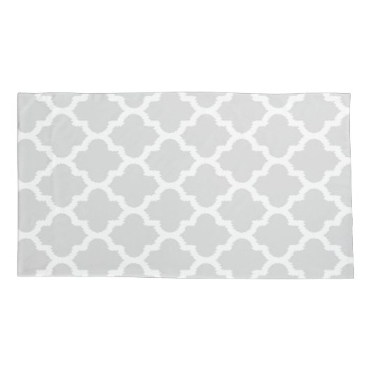 Elegant wit & grijs Ikat Quatrefoil patroon Kussensloop (Achterkant)
