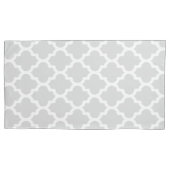 Elegant wit & grijs Ikat Quatrefoil patroon Kussensloop (Voorkant)