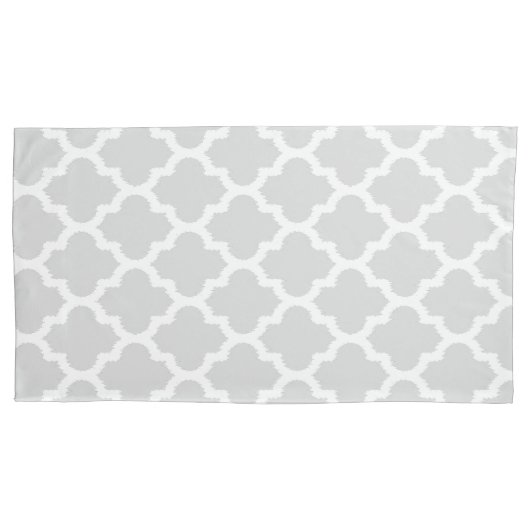 Elegant wit & grijs Ikat Quatrefoil patroon Kussensloop (Voorkant)