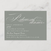 Elegant wit grijs kalligrafie repetitie diner informatiekaartje (Voorkant)