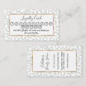 Elegant Wit Grijs Luipaard Cheetah Dierenprint 15 Klantenkaartje (Voorkant / Achterkant)