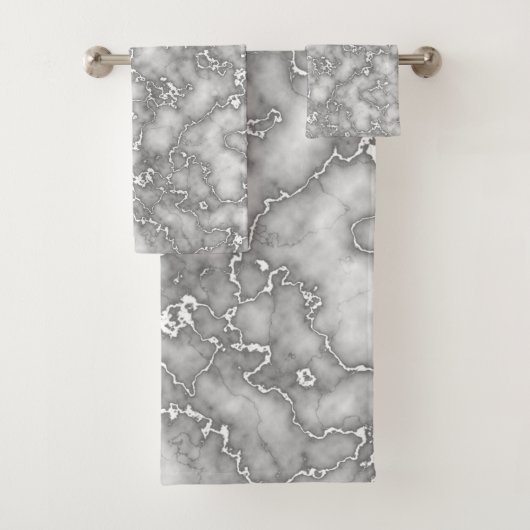 Elegant wit grijs marmer bad handdoek (Insitu)