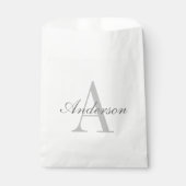 Elegant Wit & Grijs Monogram Bedankzakje (Voorkant)