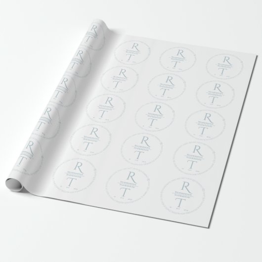 Elegant wit grijs monogram bruiloft inpakpapier (Uitgerold)