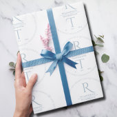 Elegant wit grijs monogram bruiloft inpakpapier