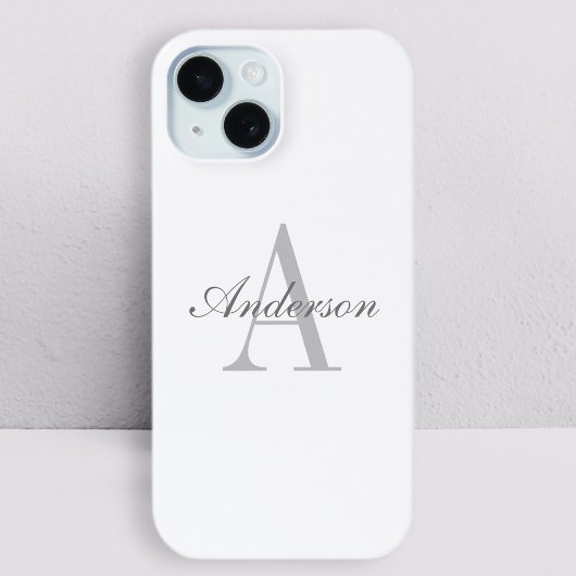Elegant wit & grijs monogram Case-Mate iPhone case
