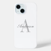 Elegant wit & grijs monogram Case-Mate iPhone case (Achterkant)