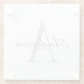 Elegant wit & grijs monogram glazen onderzetter (Achterkant)