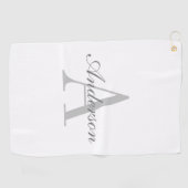 Elegant wit & grijs monogram golfhanddoek (Horizontaal)