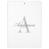 Elegant wit & grijs monogram klembord (Achterkant)