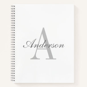 Elegant wit & grijs monogram notitieboek