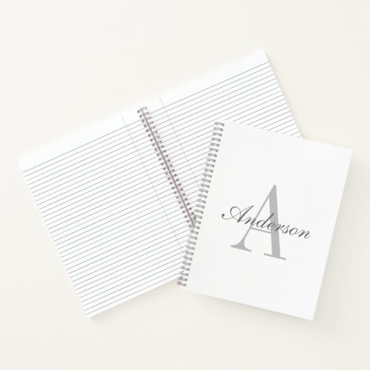 Elegant wit & grijs monogram notitieboek (Binnen)