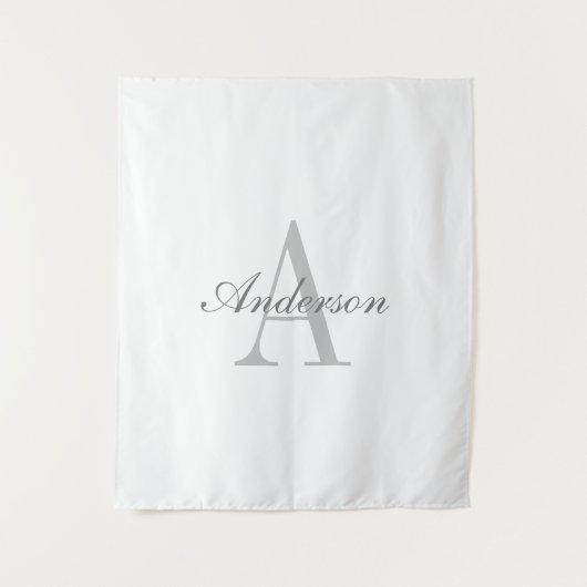 Elegant Wit & Grijs Monogram Wandkleed (Voorkant)