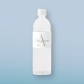 Elegant wit & grijs monogram waterfles etiket