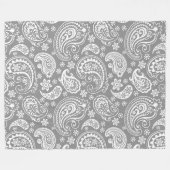 Elegant Wit & Grijs  Paisley Patroon Fleece Deken (Voorkant (Horizontaal))