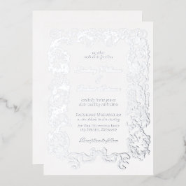 Elegant   Wit Grijs Zilver Folie Uitnodiging