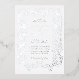 Elegant   Wit Grijs Zilver Folie Uitnodiging