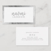 Elegant wit grijs zilver modern vierkant minimalis visitekaartje (Voorkant / Achterkant)