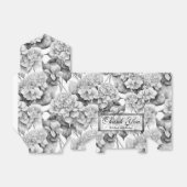 Elegant wit grijs zwart bloemenmotief waterverf bedankdoosjes (Uitgevouwen)