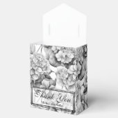 Elegant wit grijs zwart bloemenmotief waterverf bedankdoosjes (Geopend)