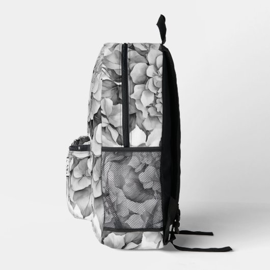Elegant wit grijs zwart bloemenmotief waterverf bedrukte rugzak (Rechts)