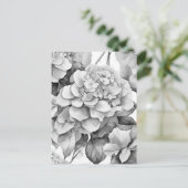Elegant wit grijs zwart bloemenmotief waterverf briefkaart (Staand voorkant)