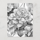 Elegant wit grijs zwart bloemenmotief waterverf briefkaart (Voorkant)