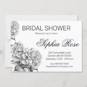 Elegant wit grijs zwart bloemenmotief waterverf kaart