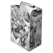 Elegant wit grijs zwart bloemenmotief waterverf medium cadeauzakje (Voorkant Gekanteld)