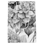 Elegant wit grijs zwart bloemenmotief waterverf medium cadeauzakje (Achterkant)